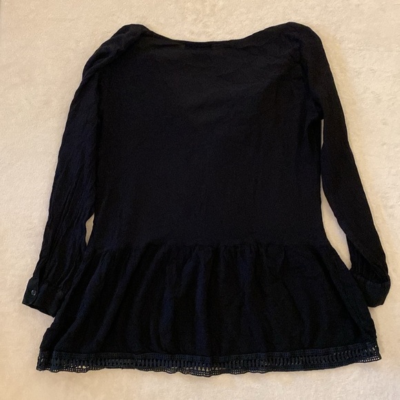 Athena Women’s Sheer Black V Neck Tunic size Medium Embroidered Swim Coverup - Picture 10 of 10